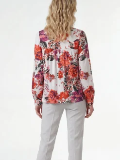 Usha Damen Bluse in rot - Ausschnitt: Rundhals