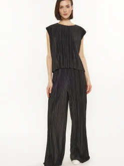 Usha Damen Bluse in schwarz - Ausschnitt: Rundhals