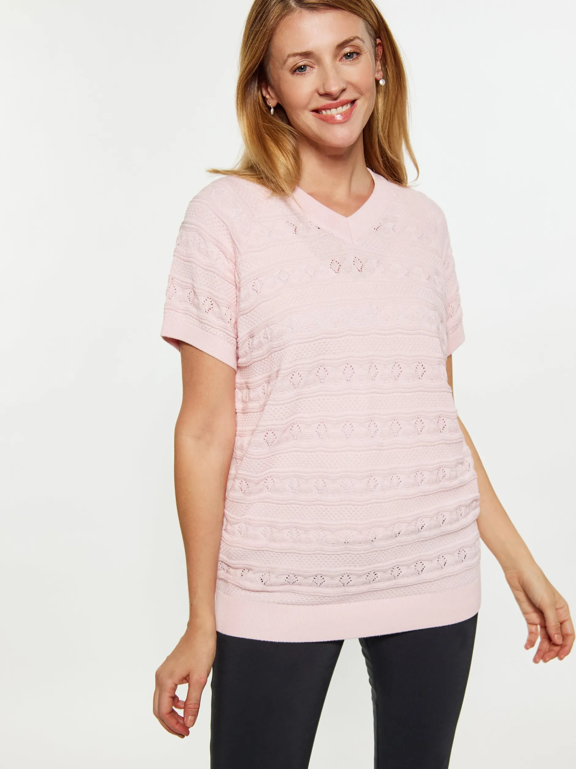 Usha Damen Hemd in rosa - Ausschnitt: Rundhals