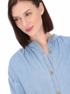 Usha Damen Jeansbluse in blau