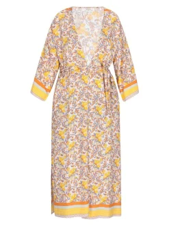 Usha Damen Kimono in gelb - Länge: mittel