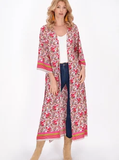 Usha Damen Kimono in rot - Länge: mittel