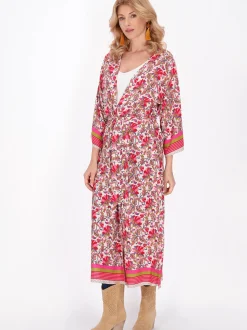 Usha Damen Kimono in rot - Länge: mittel