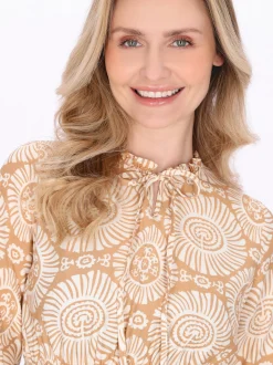 Usha Damen Kleid in beige - Ausschnitt: Rundhals