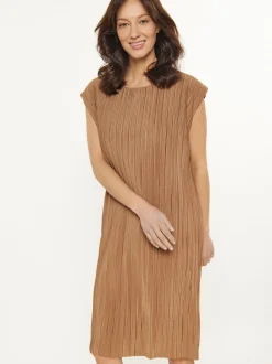 Usha Damen Kleid in beige - Ausschnitt: Rundhals