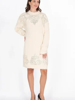 Usha Damen Kleid in beige - Ausschnitt: Rundhals