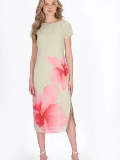 Usha Damen Kleid in beige - Ausschnitt: Rundhals