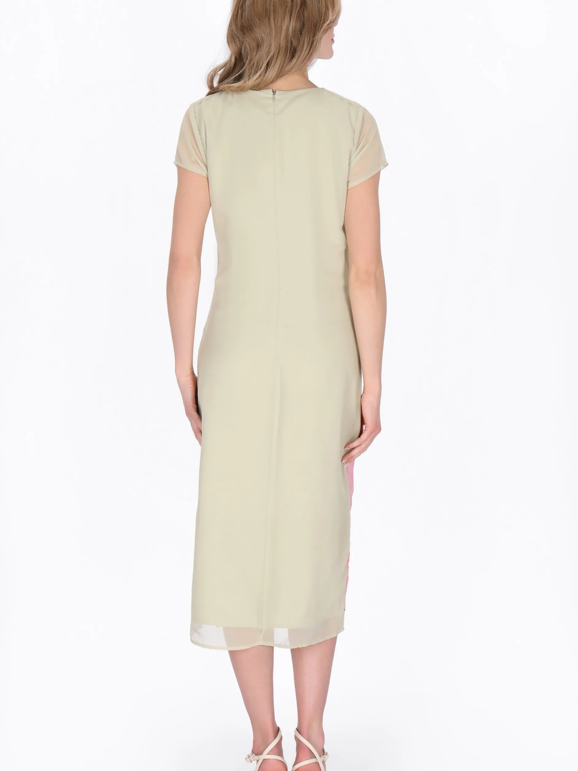 Usha Damen Kleid in beige - Ausschnitt: Rundhals