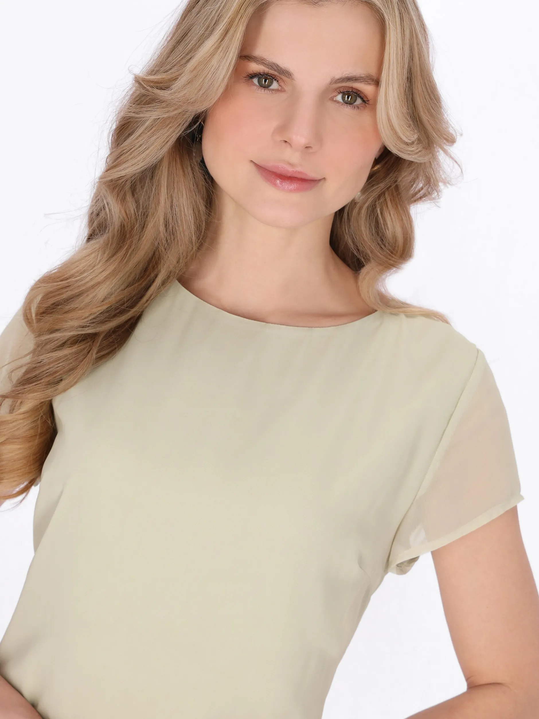 Usha Damen Kleid in beige - Ausschnitt: Rundhals