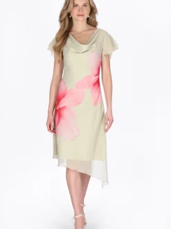 Usha Damen Kleid in beige - Länge: mittel