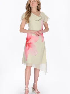Usha Damen Kleid in beige - Länge: mittel