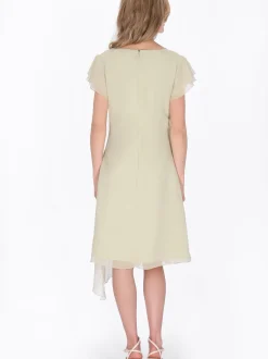 Usha Damen Kleid in beige - Länge: mittel