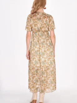 Usha Damen Kleid in beige - Länge: mittel