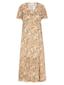 Usha Damen Kleid in beige - Länge: mittel