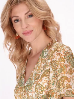 Usha Damen Kleid in beige - Länge: mittel