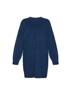 Usha Damen Kleid in blau - Ausschnitt: Rundhals
