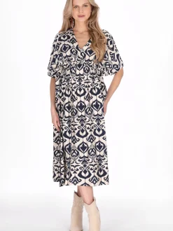 Usha Damen Kleid in blau - Länge: mittel