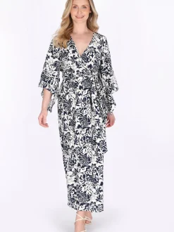 Usha Damen Kleid in blau - Länge: mittel