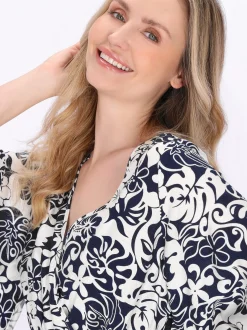 Usha Damen Kleid in blau - Länge: mittel