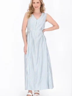 Usha Damen Kleid in blau - Länge: mittel