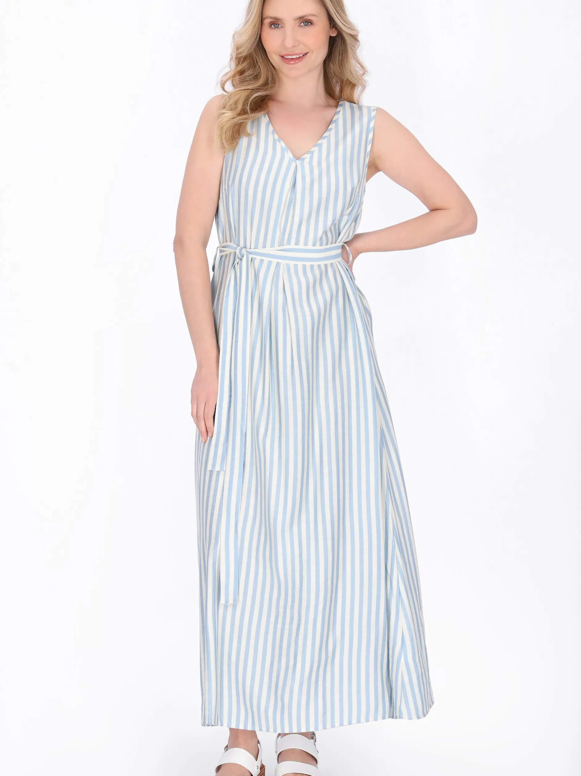 Usha Damen Kleid in blau - Länge: mittel
