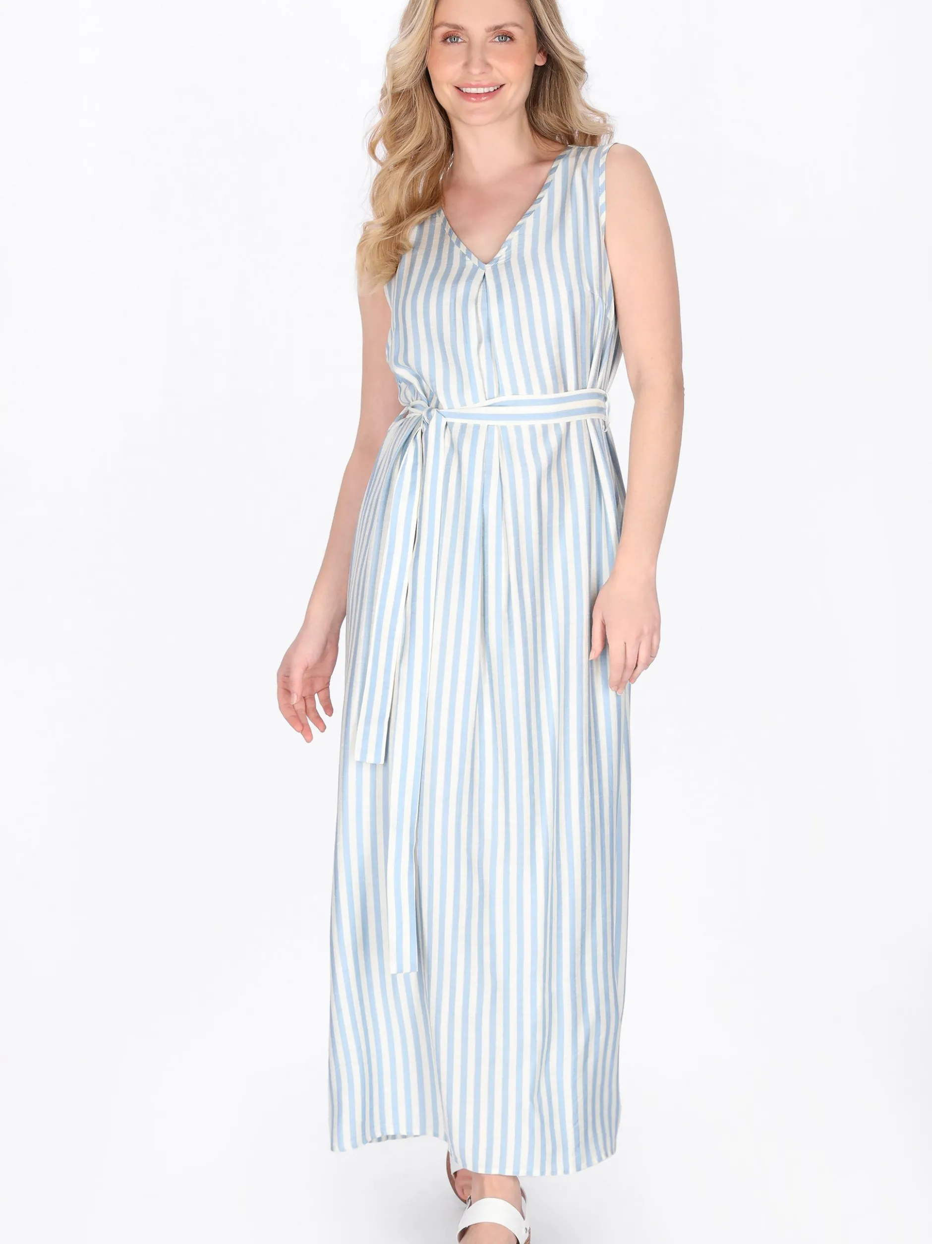 Usha Damen Kleid in blau - Länge: mittel