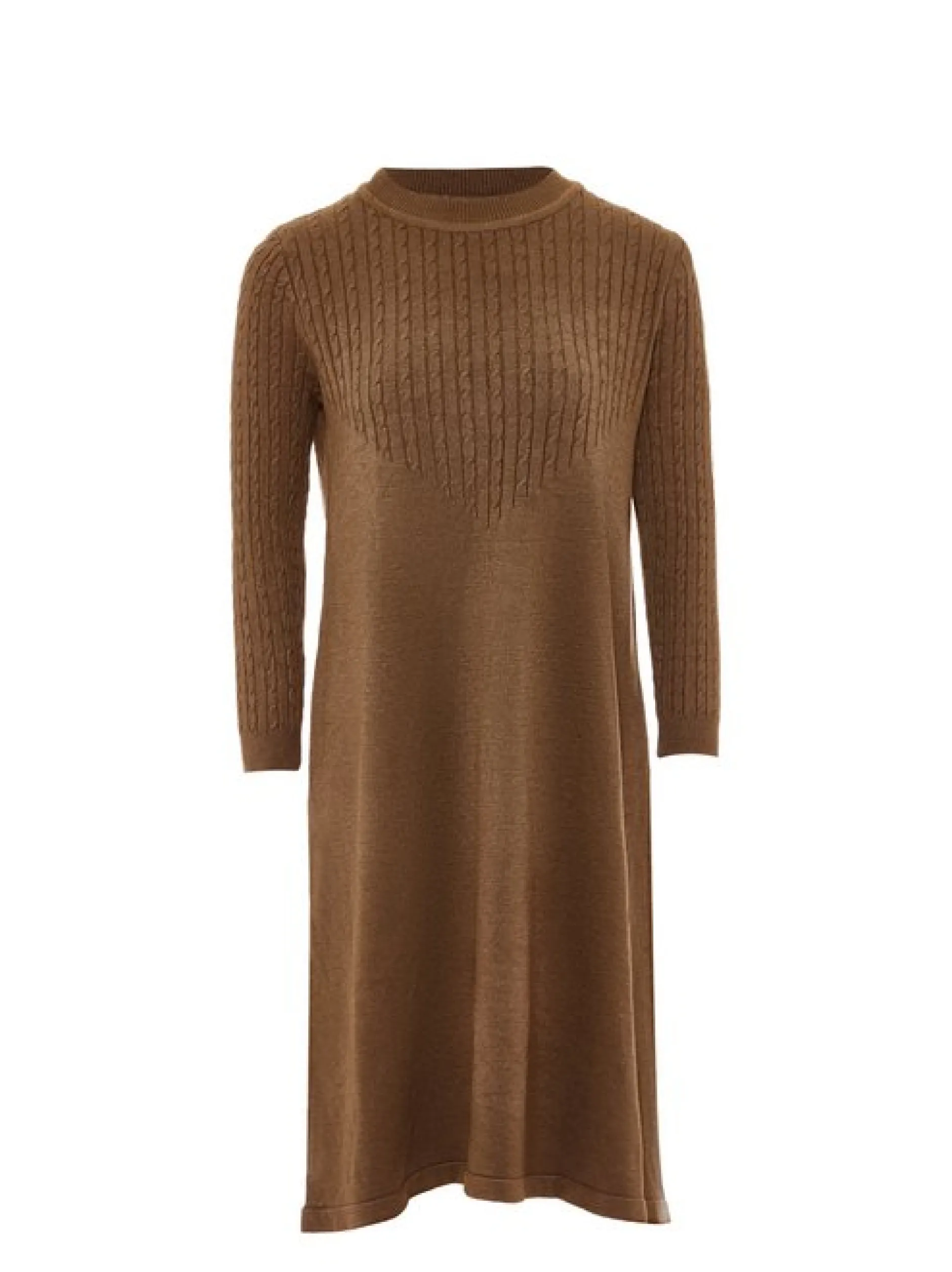 Usha Damen Kleid in braun - Ausschnitt: Rundhals