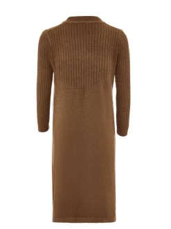 Usha Damen Kleid in braun - Ausschnitt: Rundhals