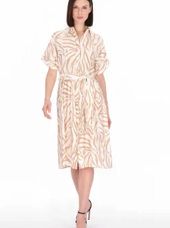 Usha Damen Kleid in ecru - Länge: mittel