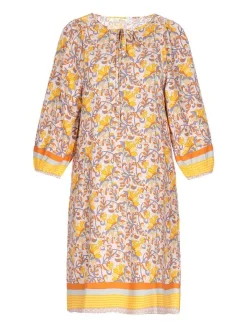 Usha Damen Kleid in gelb - Ausschnitt: Rundhals