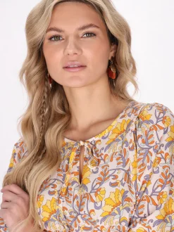 Usha Damen Kleid in gelb - Ausschnitt: Rundhals