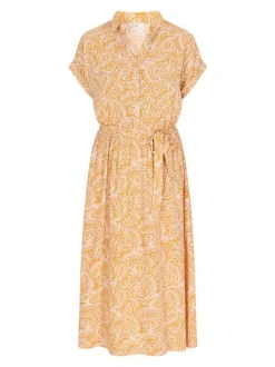 Usha Damen Kleid in gelb - Länge: mittel