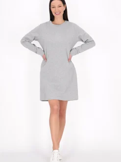 Usha Damen Kleid in grau - Ausschnitt: Rundhals