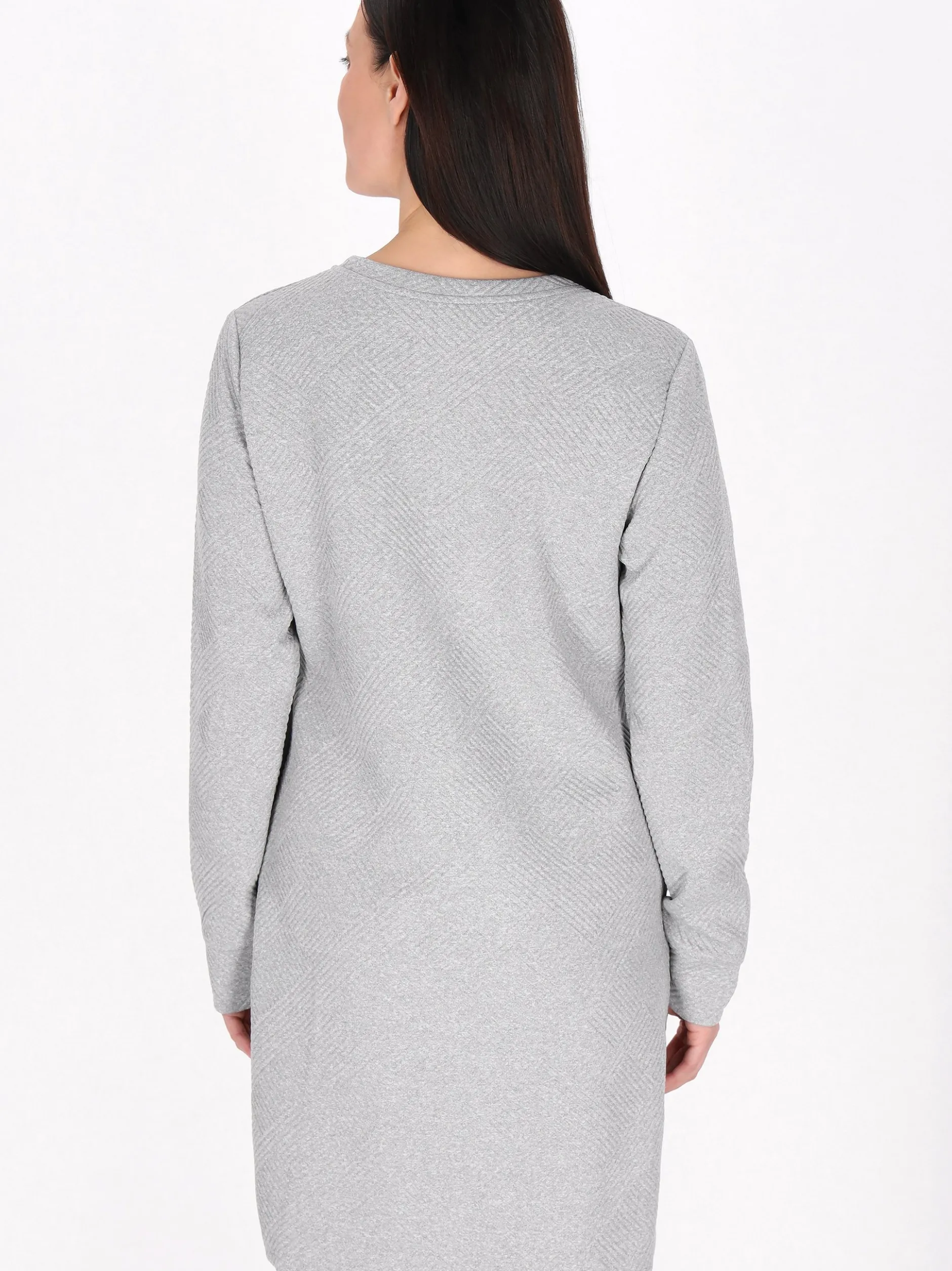 Usha Damen Kleid in grau - Ausschnitt: Rundhals