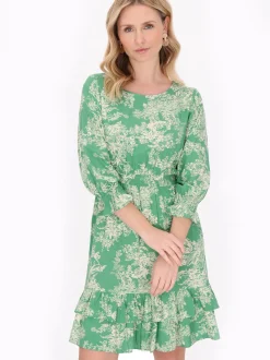 Usha Damen Kleid in grün - Länge: mittel