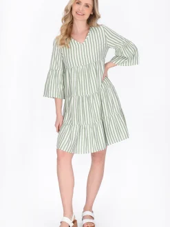 Usha Damen Kleid in mint - Länge: mittel