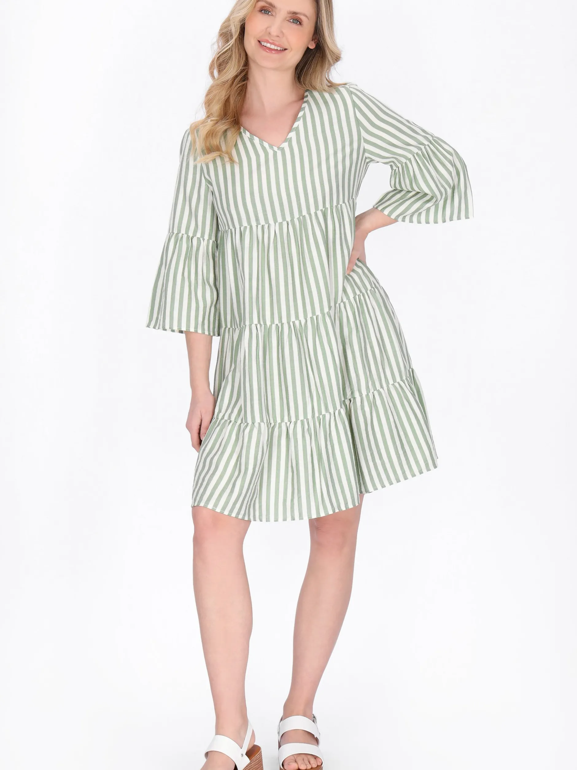 Usha Damen Kleid in mint - Länge: mittel