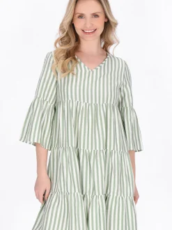 Usha Damen Kleid in mint - Länge: mittel