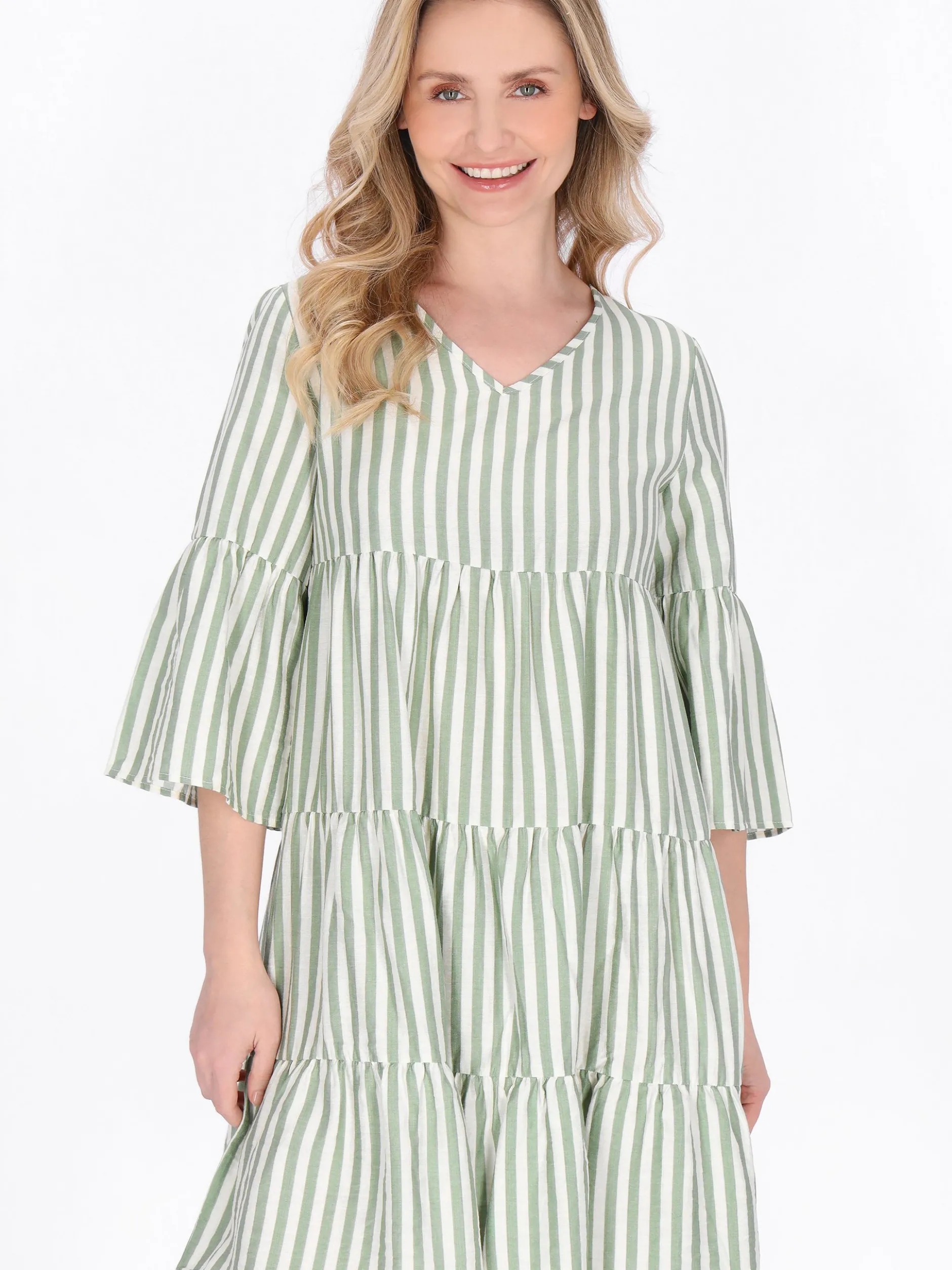 Usha Damen Kleid in mint - Länge: mittel