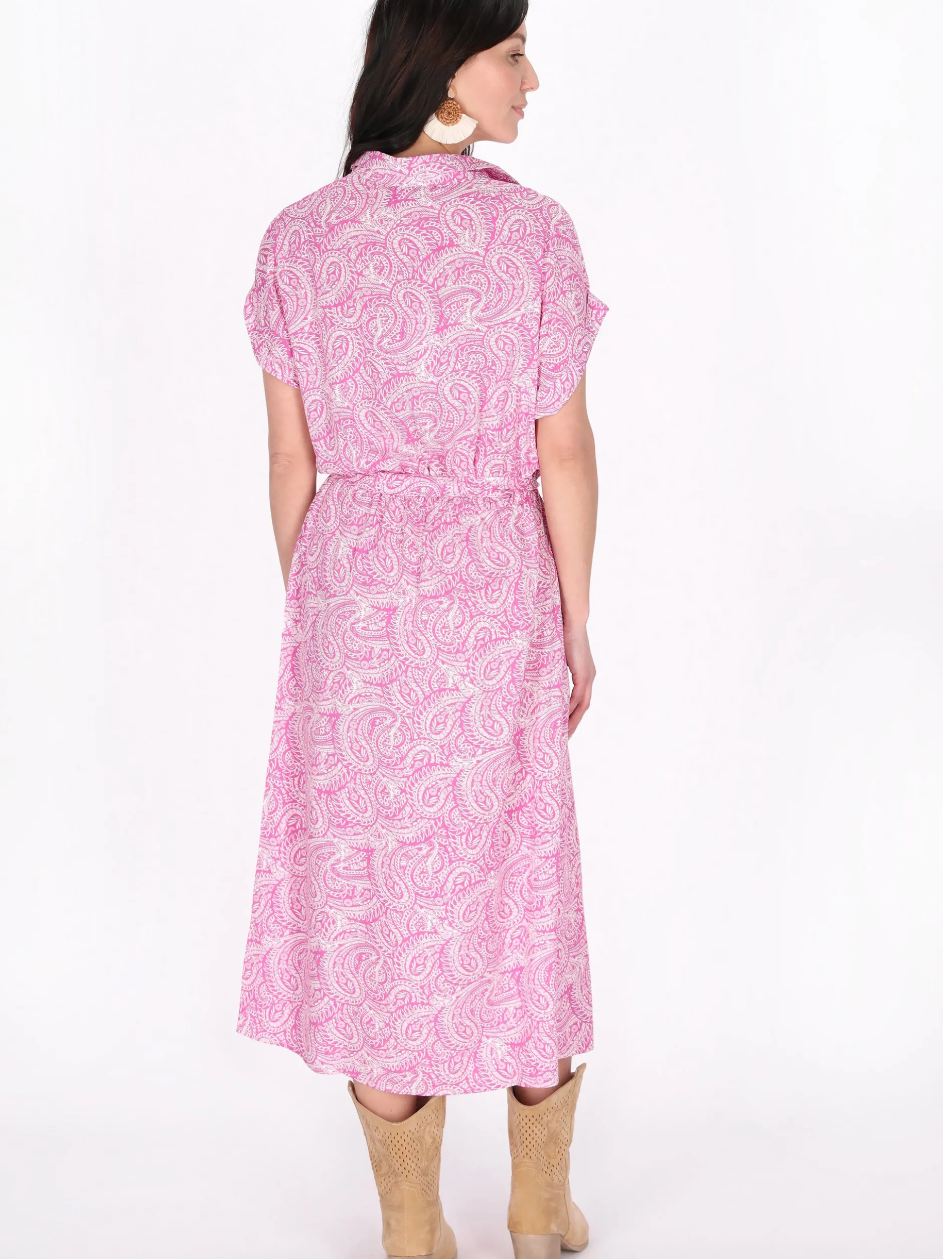 Usha Damen Kleid in pink - Länge: mittel