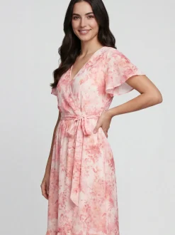 Usha Damen Kleid in rosa - Länge: mittel