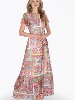 Usha Damen Kleid in rot - Länge: mittel