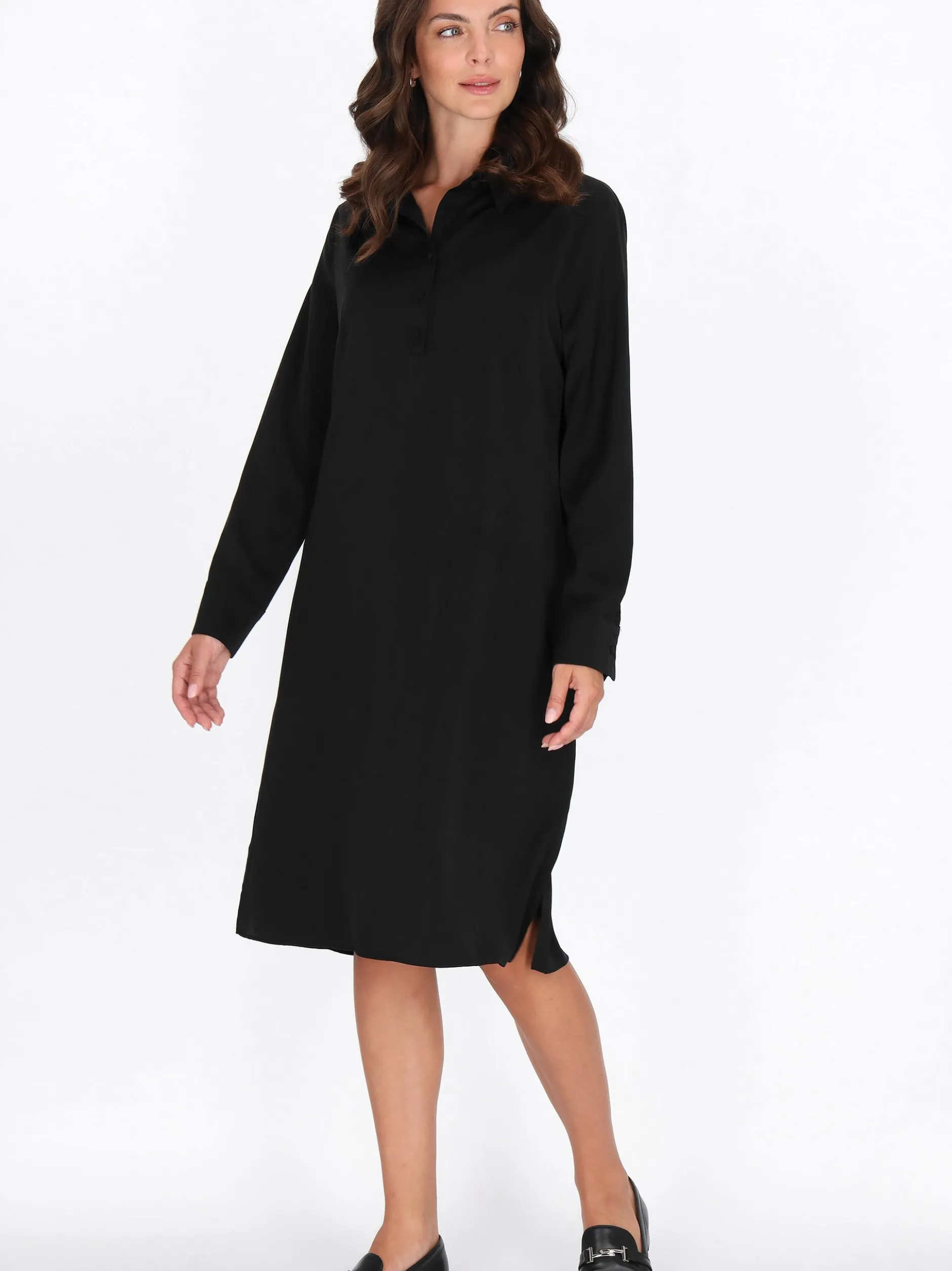 Usha Damen Kleid in schwarz - Länge: mittel