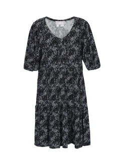 Usha Damen Kleid in schwarz - Länge: mittel