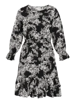 Usha Damen Kleid in schwarz - Länge: mittel