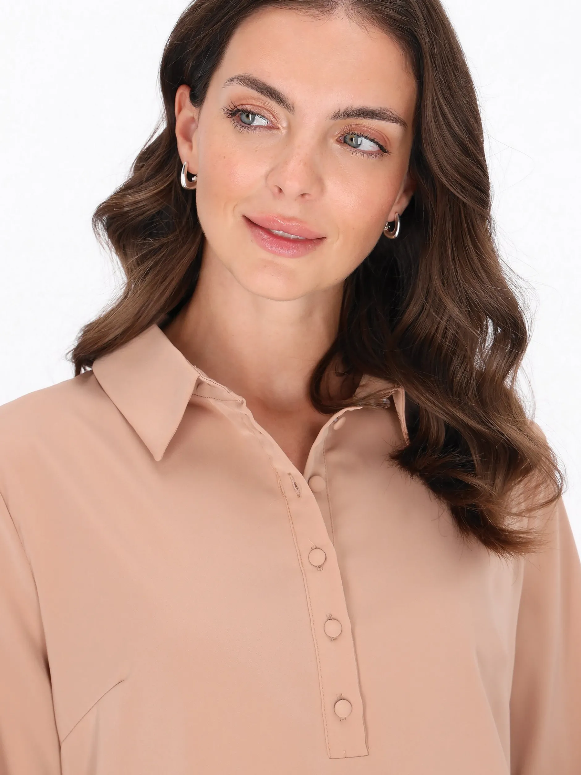 Usha Damen Kleid in taupe - Länge: mittel