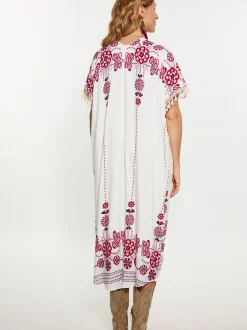 Usha Damen Kleid in weiß - Ausschnitt: V-Ausschnitt