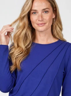 Usha Damen Langarmshirt in blau - Ausschnitt: Rundhals