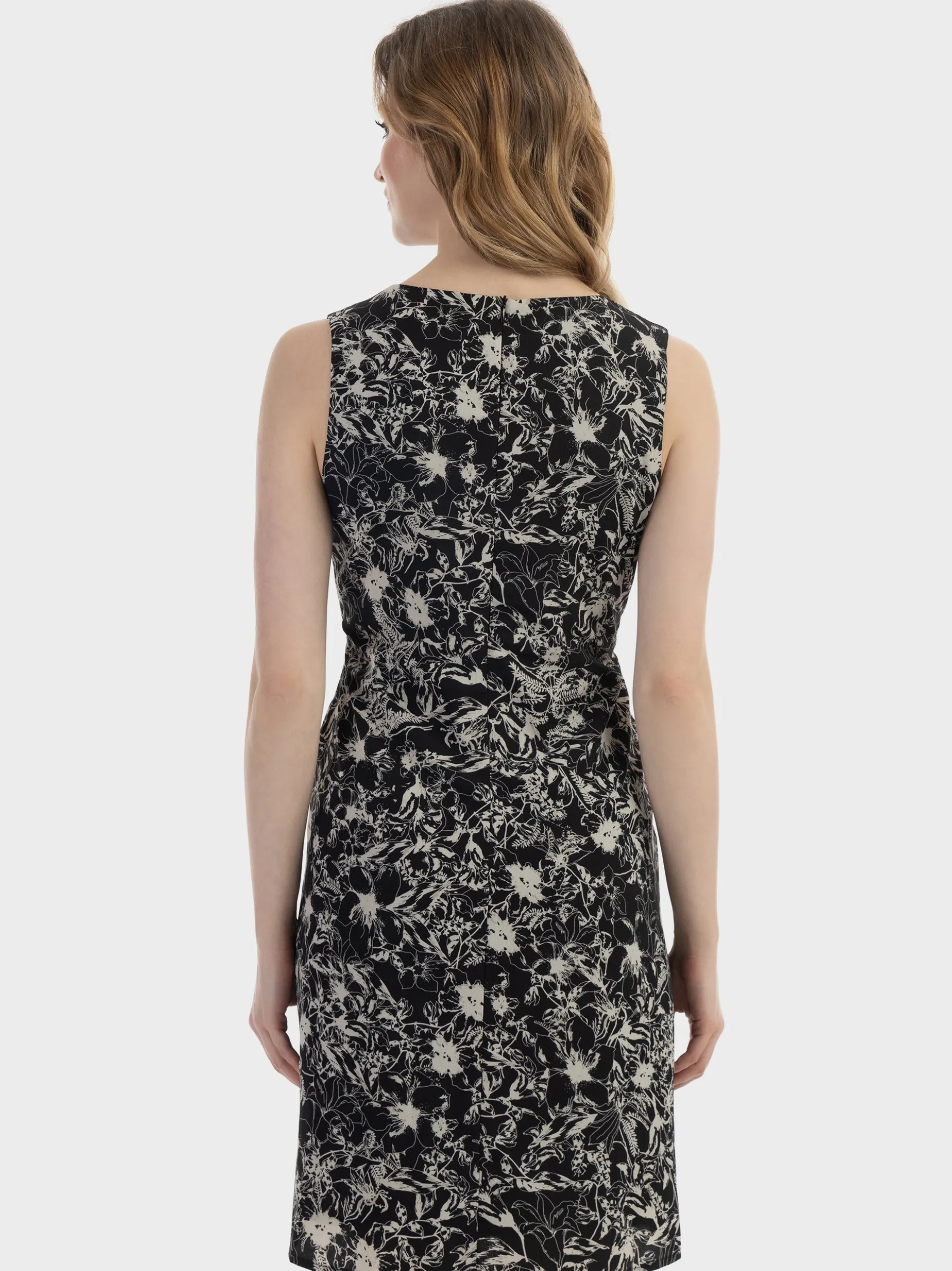 Usha Damen Midikleid mit Retro-Print in schwarz