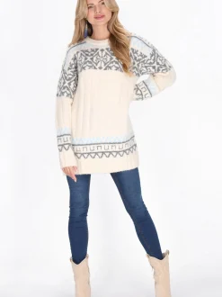 Usha Damen Pullover in beige - Ausschnitt: Rundhals